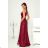 Women's Long Elegant Dress with Wide Straps (SL) FRENCH FASHION FMPEL23VELVET Wine 38