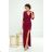 Women's Long Elegant Dress with Wide Straps (SL) FRENCH FASHION FMPEL23VELVET Wine 40