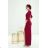 Women's Long Elegant Dress with Wide Straps (SL) FRENCH FASHION FMPEL23VELVET Wine 40