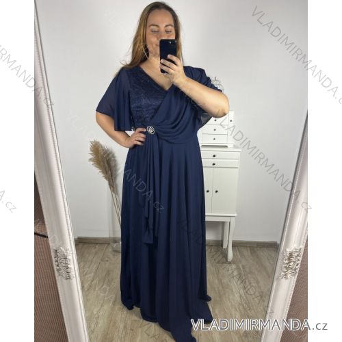 Šaty dlouhé elegantní společenské na ramínka dámské (S/M ONE SIZE) ITALSKá MóDA IM4221089 2XL/3XL dark blue