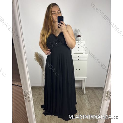 Šaty dlouhé elegantní společenské na ramínka dámské (S/M ONE SIZE) ITALSKá MóDA IM4221089 M / L black