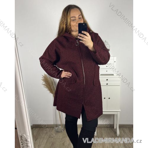 Women's Plus Size Zipper Hooded Lamb Coat (2XL/3XL ONE SIZE) ITALIAN FASHION IM422841/DU