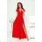 Women's Long Elegant Dress with Wide Straps (SL) FRENCH FASHION FMPEL23VELVET red 34