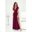 Women's Long Elegant Dress with Wide Straps (SL) FRENCH FASHION FMPEL23VELVET wine 42