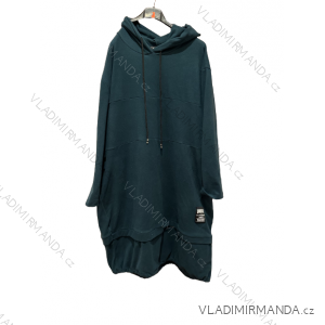 Women's Plus Size Long Sleeve Hooded Sweatshirt Dress (2XL/3XL ONE SIZE) ITALIAN FASHION IM423680