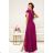 Women's Long Elegant Dress with Wide Straps (SL) FRENCH FASHION FMPEL23VELVET dark pink 50