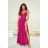 Women's Long Elegant Dress with Wide Straps (SL) FRENCH FASHION FMPEL23VELVET fuchsia 36