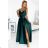 299-9 CHIARA elegant satin maxi dress with straps - green Green M