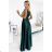 299-9 CHIARA elegant satin maxi dress with straps - green Green M