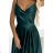 299-9 CHIARA elegant satin maxi dress with straps - green Green M