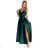 299-9 CHIARA elegant satin maxi dress with straps - green Green M