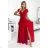 411-2 CRYSTAL long shimmering dress with a neckline - red red S