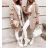 Women's Long Sleeve Hooded Alpaca Coat (S/M ONE SIZE) POLISH FASHION IMWK23747 béžová S/M