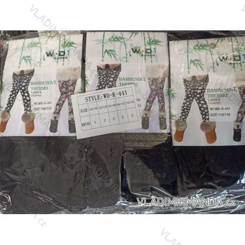 Leggings Warm Thermo Bamboo Girls' Baby Puppy Leopard Pattern with Pockets (110-164) W.D. WD23K-441