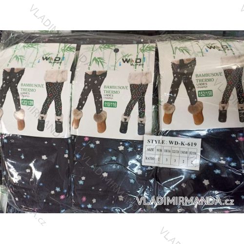 Leggings Warm Thermo Bamboo Girls' Baby Puppy Leopard Pattern with Pockets (110-164) W.D. WD23K-619