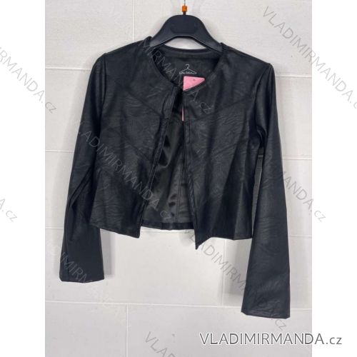 Women's Long Sleeve Leather Jacket (S/M ONE SIZE) ITALIAN FASHION IMPOC23E55302