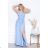 Women's Long Elegant Dress with Wide Straps (SL) FRENCH FASHION FMPEL23VELVET Light blue 34