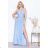 Women's Long Elegant Dress with Wide Straps (SL) FRENCH FASHION FMPEL23VELVET Light blue 34