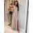 Women's Long Elegant Dress with Wide Straps (SL) FRENCH FASHION FMPEL23VELVET beige 44