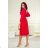 Women's Long Elegant Dress with Wide Straps (SL) FRENCH FASHION FMPEL23VELVET red 34