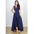 Women's Plus Size (42-46) Long Elegant Party Sleeveless Dress POLISH FASHION PMLBC23265-10 dark blue 36