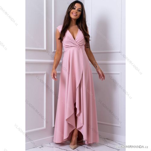 Women's Plus Size (42-46) Long Elegant Party Sleeveless Dress POLISH FASHION PMLBC23265-10 pink 36