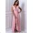 Women's Plus Size (42-46) Long Elegant Party Sleeveless Dress POLISH FASHION PMLBC23265-10 pink 36