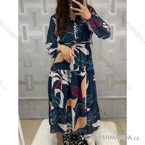 Women's Long Chiffon Long Sleeve Dress (S/M ONE SIZE) ITALIAN FASHION IMWD223346