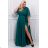 Women's Plus Size (42-46) Long Elegant Party Sleeveless Dress POLISH FASHION PMLBC23265-10 Green 44