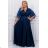 Women's Plus Size (42-46) Long Elegant Party Sleeveless Dress POLISH FASHION PMLBC23265-10 dark blue 44