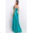 Women's Plus Size (42-46) Long Elegant Party Sleeveless Dress POLISH FASHION PMLBC23265-10 turquoise 36