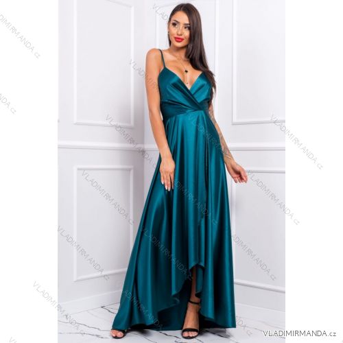 Women's Plus Size (42-46) Long Elegant Party Sleeveless Dress POLISH FASHION PMLBC23265-10 dark green 36