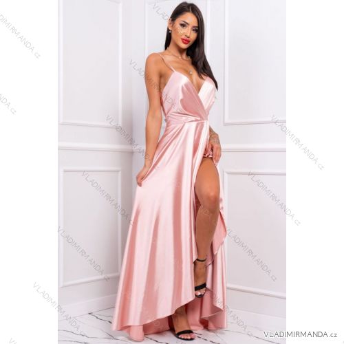 Women's Plus Size (42-46) Long Elegant Party Sleeveless Dress POLISH FASHION PMLBC23265-10 pink 36