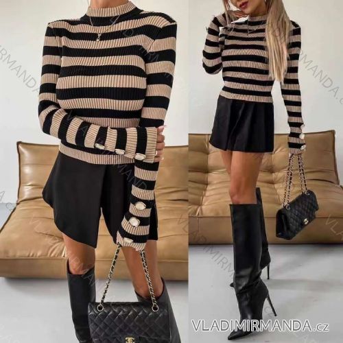 Women's Long Sleeve Knitted Sweater (S/M ONE SIZE) ITALIAN FASHION IMWAE23047