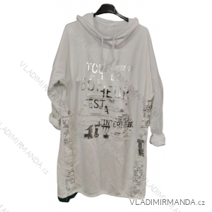 Women's Long Sleeve Hooded Sweatshirt Dress (M/L/XL ONE SIZE) ITALIAN FASHION IMB23204