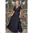 Women's Plus Size (42-46) Long Elegant Party Sleeveless Dress POLISH FASHION PMLBC23265-10 black 38