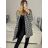 Women's Fluffy Long Sleeve Coat (SL) ITALIAN FASHION IMWL22020 M Black and white