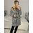 Women's Fluffy Long Sleeve Coat (SL) ITALIAN FASHION IMWL22020 M Black and white