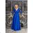 Women's Plus Size (42-46) Long Elegant Party Sleeveless Dress POLISH FASHION PMLBC23265-10 Royal blue 38