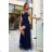 Women's Plus Size (42-46) Long Elegant Party Sleeveless Dress POLISH FASHION PMLBC23265-10 dark blue 34