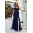 Women's Plus Size (42-46) Long Elegant Party Sleeveless Dress POLISH FASHION PMLBC23265-10 dark blue 34