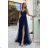 Women's Plus Size (42-46) Long Elegant Party Sleeveless Dress POLISH FASHION PMLBC23265-10 dark blue 34