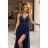 Women's Plus Size (42-46) Long Elegant Party Sleeveless Dress POLISH FASHION PMLBC23265-10 dark blue 34