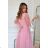 Women's Plus Size (42-46) Long Elegant Party Sleeveless Dress POLISH FASHION PMLBC23265-10 pink 34