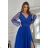 Women's Plus Size (42-46) Long Elegant Party Sleeveless Dress POLISH FASHION PMLBC23265-10 Royal blue 34