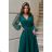 Women's Plus Size (42-46) Long Elegant Party Sleeveless Dress POLISH FASHION PMLBC23265-10 dark green 34