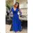 Women's Plus Size (42-46) Long Elegant Party Sleeveless Dress POLISH FASHION PMLBC23265-10 Royal blue 34