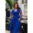 Women's Plus Size (42-46) Long Elegant Party Sleeveless Dress POLISH FASHION PMLBC23265-10 Royal blue 34