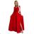 309-8 AMBER lace, elegant long dress with a neckline and leg slit - red