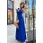 Women's Plus Size (42-46) Long Elegant Party Sleeveless Dress POLISH FASHION PMLBC23265-10 Royal blue 34